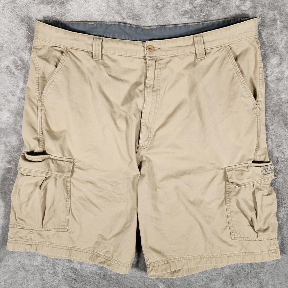 Wrangler Cargo Shorts Mens 42 Tan Excellent Hero‎ Khaki Cotton Twill Utility